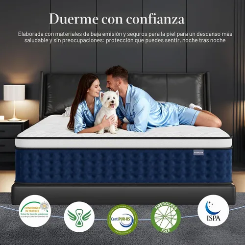 Vista 6 de PUBPLON Colchón híbrido Queen de 12 pulgadas, tamaño Queen en una caja con espuma viscoelástica de gel [nueva versión], resortes helicoidales