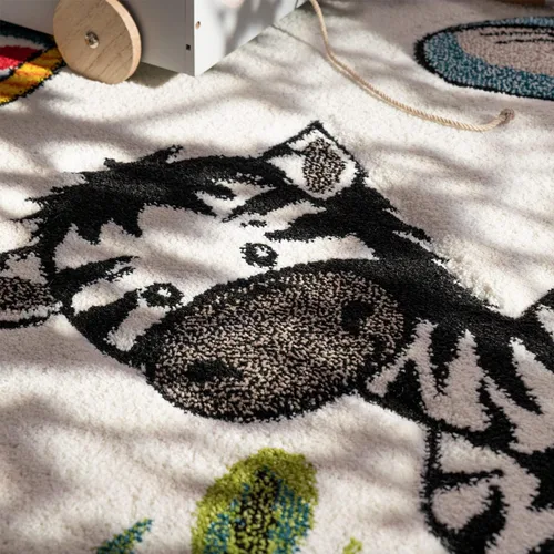Vista 3 de Paco Home Alfombra de guardería para niños, diseño de animales de la selva, jirafa, león en beige, tamaño: 2 pies 8 pulgadas x 4 pies 11 pulgadas