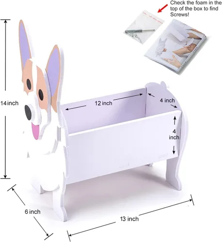 Vista 3 de Macetas de madera para perros con forma de animal de 14 pulgadas 2024, maceta de jardín para suculentas, diseño de perros lindos para interiores