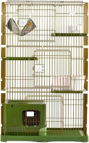 Vista 2 de Casa para gatos, jaula para gatos, espacio libre súper grande, casa de dos pisos, doble y tres pisos, casa para gatos