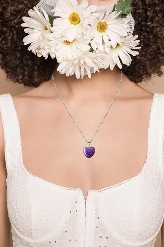 Vista 3 de QINJIEJIE Juego de collares de cristal de amatista curativa para mujer, colgantes de piedra de cuarzo, joyería de cristal púrpura natural, piedras