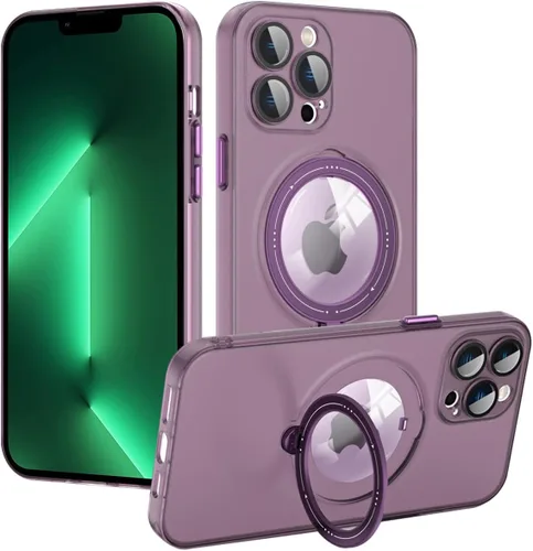 Vista 11 de Funda para iPhone 12, compatible con MagSafe, con protector de lente de cámara y kiskstnad ligera y translúcida mate, borde suave, a prueba