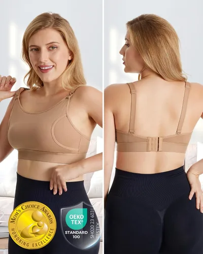 Vista 18 de Momcozy - Brasier para extracción de leche y lactancia, manos libres, ajustable, brasier todo en uno