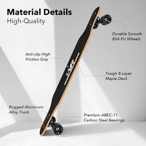 Vista 5 de Windrunner Patineta longboard Freeride de 41 pulgadas, Skateboard de 8 capas, arce natural, drop through, patineta completa para crucero