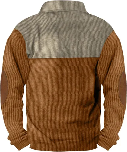 Vista 2 de RTRDE Sudadera de pana de manga larga para hombre, térmica, ajustada, con botones, casual, S-3XL