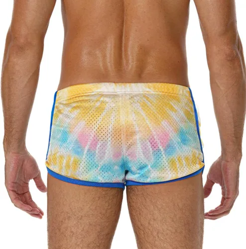 Vista 3 de AIMPACT Pantalones cortos de malla con teñido anudado para hombre, entrepierna de 3 pulgadas, pantalones cortos de entrenamiento atlético para hombre