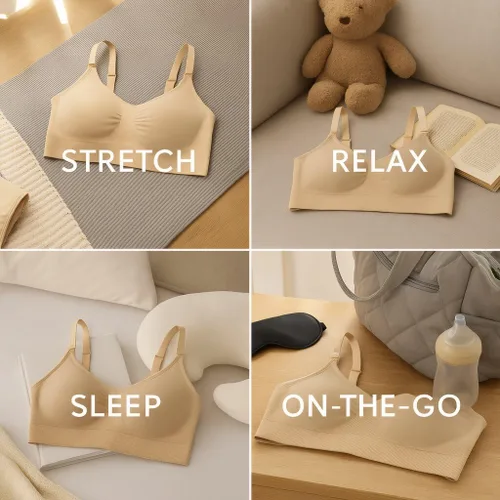 Vista 5 de iloveSIA Nursing Bras for Mom Breastfeeding, Seamless Supportive Sleep Bra for Maternity Postpartum S-2XL 3Pack