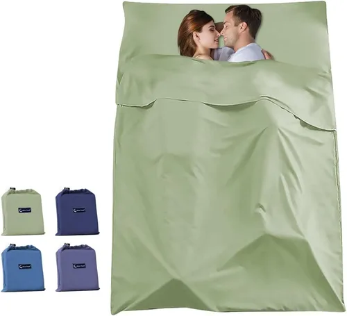 Vista 13 de Saco de dormir ligero para viajes, camping, saco de dormir para adultos, ligero, cálido, hotel, compacto, portátil, para interiores y exteriores