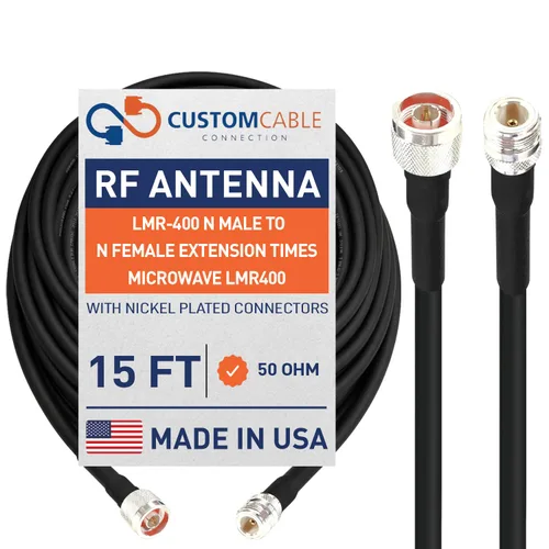 Vista 15 de Custom Cable Connection 1 pie LMR-400 N macho a N hembra extensión Times Microondas LMR400 50 Ohm cable coaxial de baja pérdida de antena para radio