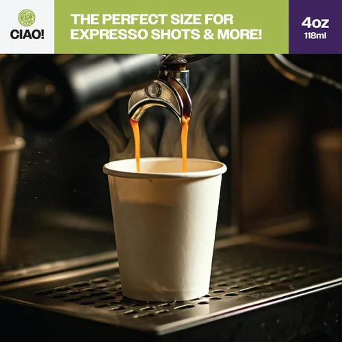 Vista 7 de CIAO! Taza de papel blanco desechable de 4 onzas, 63 mm de diámetro, 2,000
