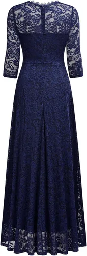Vista 7 de MISSMAY Vestido largo formal de encaje floral con mangas 23 para dama de honor