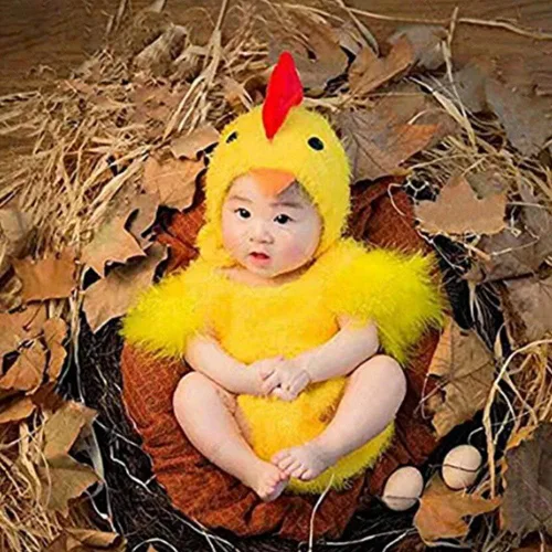 Vista 4 de LERORO Disfraz unisex para bebé recién nacido disfraz de pollo para fotografía para niños y niñas disfraz de pollo para niños pequeños de Pascua