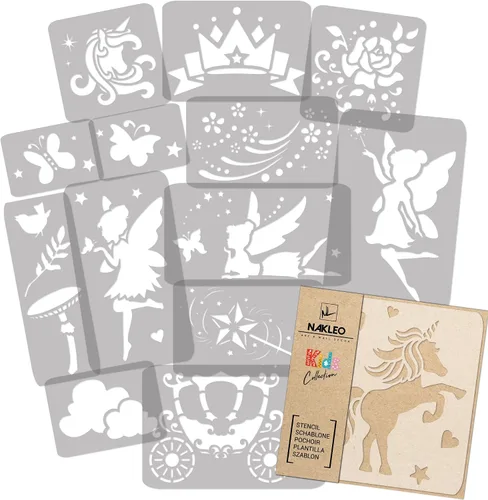 Vista 16 de NAKLEO Juego de plantillas de pintura para niños, 14 plantillas de 3.5 x 4.7 pulgadas a 9.1 x 13.4 pulgadas, plantas de otoño, plantillas de dibujo