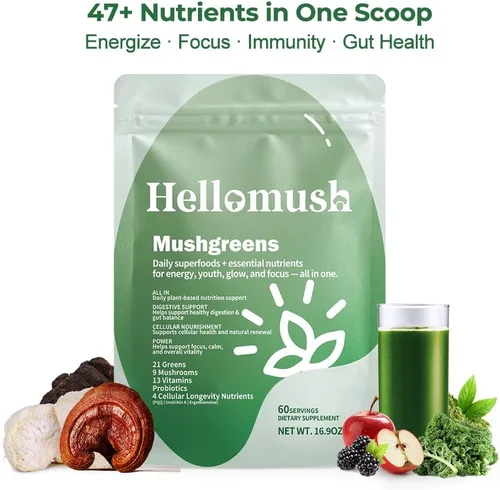 Vista 8 de Super Greens Powder Superfood, suplemento diario en polvo verde con probióticos mezcla de bebidas para hombres y mujeres, mezcla de verduras