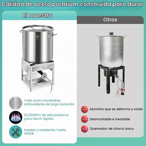 Vista 4 de ARC 84QT - Olla para hervir mariscos de acero inoxidable con quemador