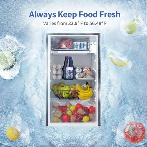 Vista 4 de BANGSON Mini refrigerador con congelador, 3.2 pies cúbicos, refrigerador pequeño de una sola puerta, eficiencia energética, bajo ruido, mini Negro