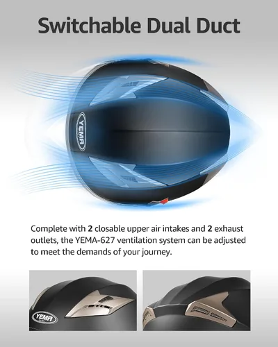 Vista 4 de YEMA Open Face Motorcycle Helmets, DOT Approved 3/4 Moped Helmet Dual Visor Quick Release Buckle, Helmets for Adults Motorcycle Men Women Helmets