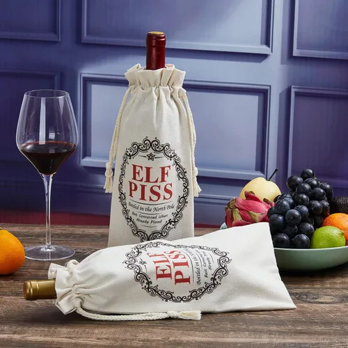 Vista 4 de CJ&M ELF P!ss Navidad Divertido Novedad Botella de vino Bolsa Broma Humor secreto santa