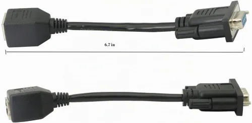 Vista 3 de DB9 RS232 a RJ45 Extensor DB9 9-Pin Serial Port Hembra y Macho a RJ45 2 cables