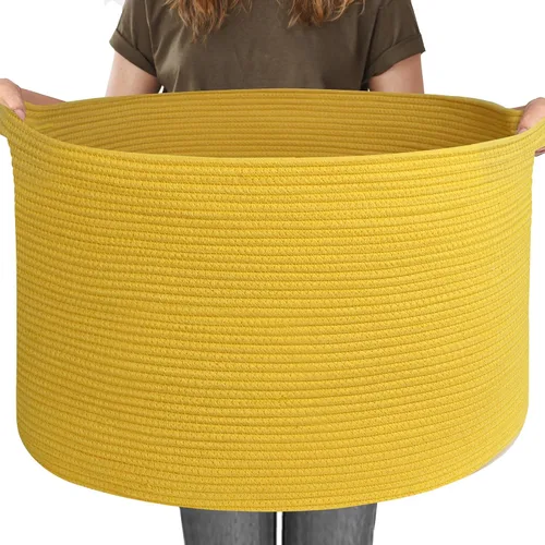 Vista 20 de MEGASKET Cesta grande de manta negra, 22 x 22 x 14 pulgadas, contenedor de cuerda tejida para almacenamiento, caja de almacenamiento de juguetes