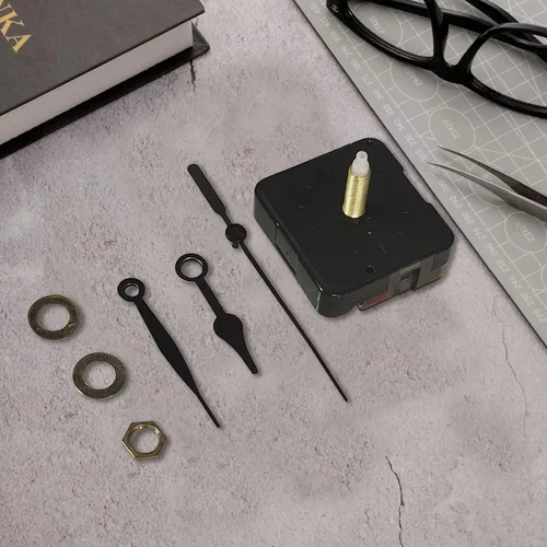 Vista 4 de 3 piezas de movimiento de reloj DIY reloj de pared funciona con pilas, manecillas de reloj de alto par de torsión de eje largo, piezas de repuesto