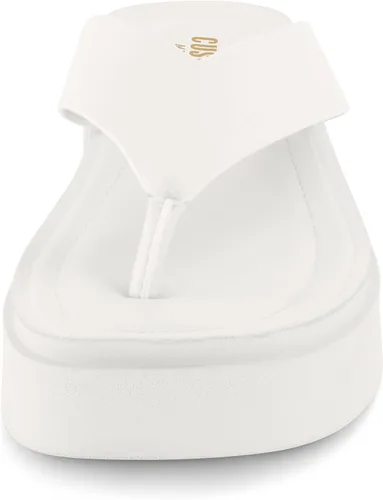 Vista 3 de CUSHIONAIRE Sandalia con plataforma Pippin para mujer con espuma viscoelástica, Negro