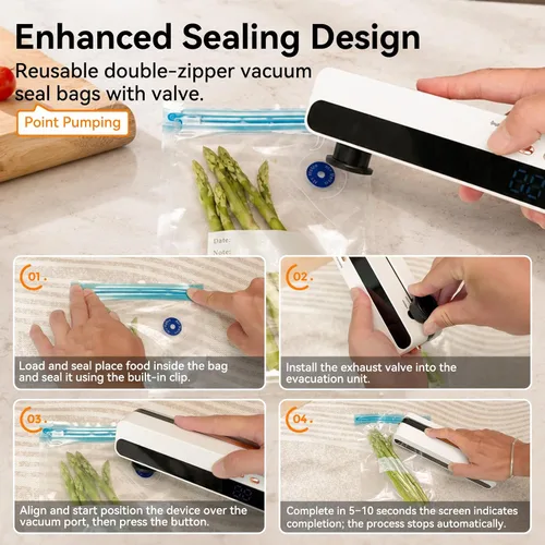 Vista 5 de Portable Cordless Vacuum Sealer, Rechargeable Food Sealer Machine