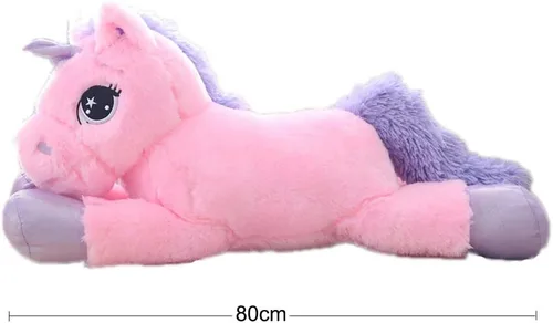 Vista 7 de Almohada grande de peluche de unicornio – Juguete de peluche gigante de unicornio para cumpleaños, San Valentín, dormitorio (rosa, 31 pulgadas)