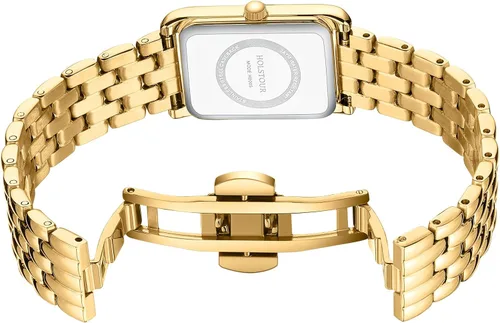 Vista 3 de Relojes para mujer, pulsera vintage, esfera romana, caja rectangular, reloj dorado, impermeable, con herramientas