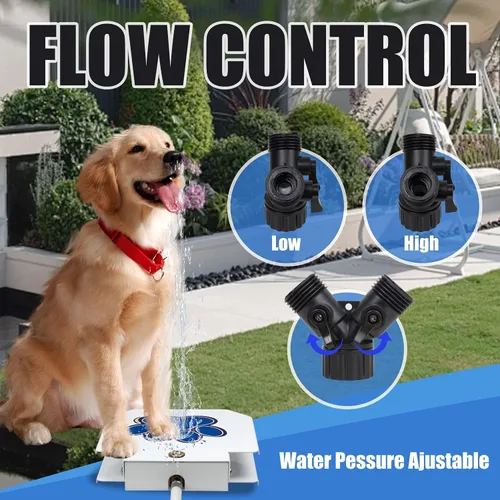 Vista 6 de Poofzy Fuente de agua para perros, rociador de agua para perros grandes, con juego de válvulas de cobre mejorado, fácil de usar, agua dulce
