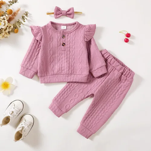 Vista 2 de Mioglrie Conjunto de ropa de bebé para niña, tops y pantalones, ropa para niñas pequeñas, sudaderas para bebés