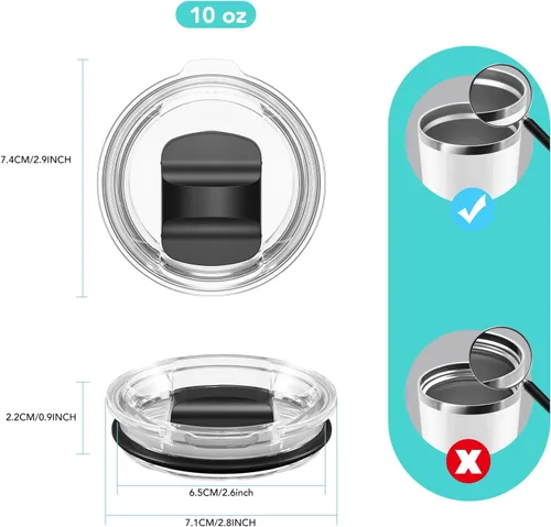 Vista 6 de Tapa para vaso de vino de 10 onzas, tapas de repuesto compatibles con tazas YETI de 6 onzas, taza apilable de 8 onzas y vaso de vino de 10 onzas