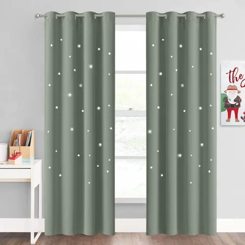 Vista 13 de NICETOWN - Cortinas de oscurecimiento de habitación con estrellas en rosa bebé, de 45 pulgadas de largo para dormitorio de niñas, cortinas