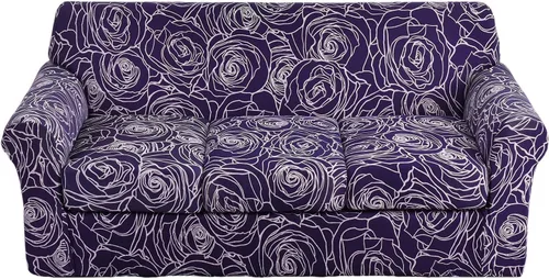 Vista 66 de Fundas elásticas para sofá de 1/2/3 cojines, funda estampada con fundas de cojín de asiento separadas, fundas de sofá lavables, protector de muebles