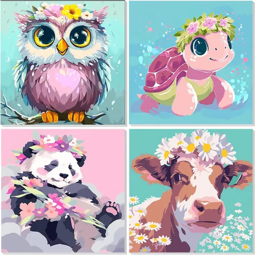Vista 13 de EOBROMD Paquete de 4 kits de pintura enmarcada por números para niños, kits de pintura de insectos para niños de 4 a 8 a 12 años, pintura sobre