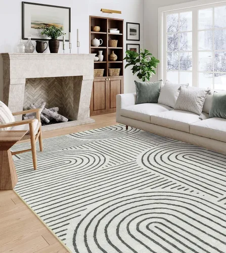 Vista 14 de Lahome Alfombras lavables abstractas, alfombra azul de 4 x 6 pies para dormitorio, guardería, suave, antideslizante, moderna, alfombra ultradelgada