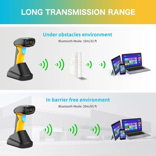 Vista 8 de NETUM Escáner de código de barras Bluetooth industrial QR, actualizado con base de carga, lector de código de barras inalámbrico 2D 1D 2600mAh