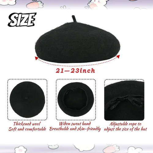Vista 2 de El juego de 6 accesorios para disfraz de artista incluye sombrero de boina negra, delantal de huella colorida, pincel de pintura, tablero de dibujo