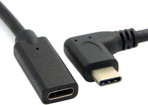 Vista 5 de Cable de extensión USB C de ángulo recto de 0.6 pies, cable extensor USB-C de 90 grados tipo C 3.1 Gen2 macho a hembra, video 4K / 10 Gbps