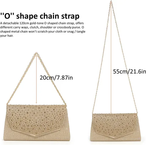 Vista 5 de Bolsos de noche para mujer, con lentejuelas con purpurina, monederos de mano para mujer, de cristal brillante, falp, formal, boda, fiesta, baile