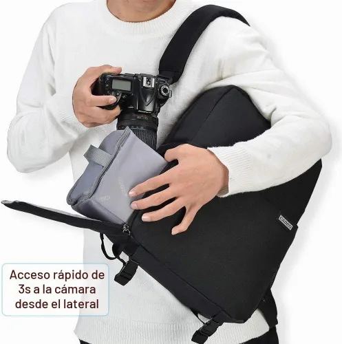 Vista 3 de CADeN Mochila Bolsa para Cámara con Compartimento para Portátil de 14", Impermeable, Estuche para Cámara DSLR/SLR sin Espejo para Viajes y 1.0 Negro
