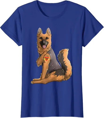 Vista 5 de Camiseta de perro con tatuaje de pastor alemán I Love Mom para el día de la madre, Negro, S