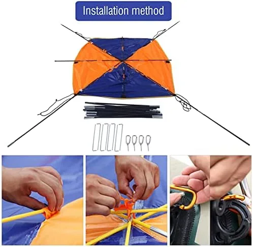 Vista 3 de Tbest Toldo inflable para kayak, refugio de sombra para barco, 2/3/4 personas, refugio solar para barco, cubierta de toldo de vela, toldo de pesca