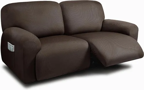 Vista 51 de ULTICOR Fundas para sofá reclinable de 8 piezas, fundas elásticas con hilo teñido para sofá reclinable de 3 cojines, gruesas, suaves y lavables Gris