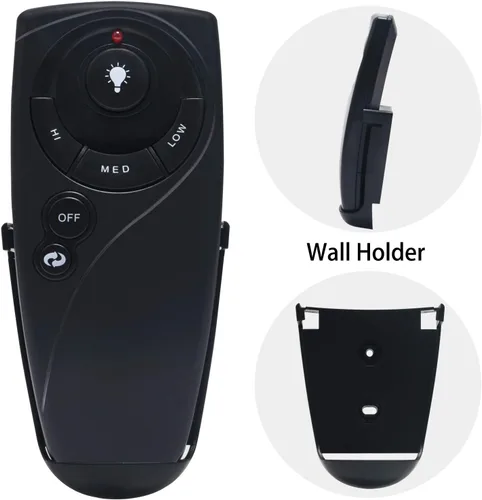 Vista 2 de Nuevo UC7083T - Control remoto de repuesto para cable de ventilador de techo Hampton Bay, menos control de luces con soporte de pared