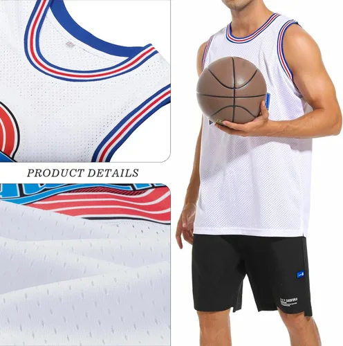 Vista 4 de Camiseta de baloncesto para hombre #23 camisetas de película espacial de los años 90 para Halloween, hip hop, ropa de fiesta, camisas deportivas