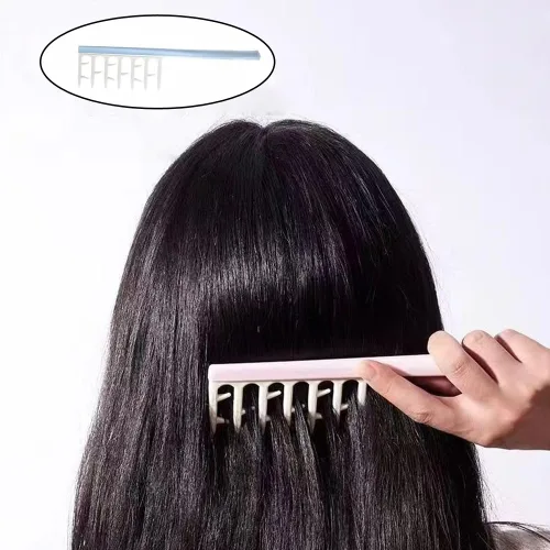 Vista 5 de Paquete de 4 peines para el cabello rizado, con dientes anchos, cepillo desenredante para cabello rizado, largo y húmedo, accesorios de peinado