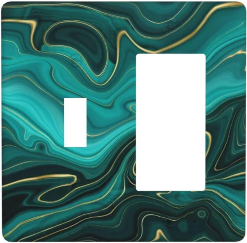 Vista 69 de Placa de Cubierta de Interruptor de Luz de 2 Posiciones Combinación de Abstracción/1 Toggle 1 Rocker Placas Decorativas de Pared de Plástico Negro