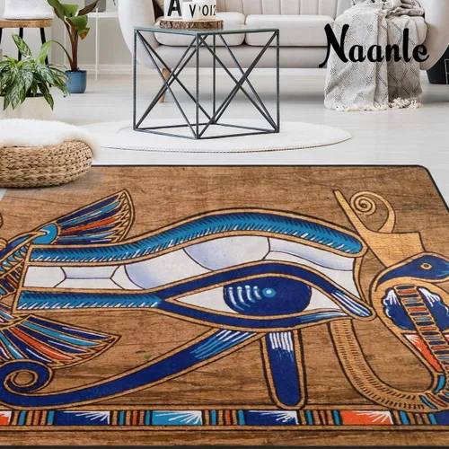 Vista 2 de Naanle Alfombra egipcia antideslizante para sala de estar, comedor, dormitorio, cocina, 1.7 x 2.6 pies (20 x 31 pulgadas / 19.7 x 31.5 in), alfombra