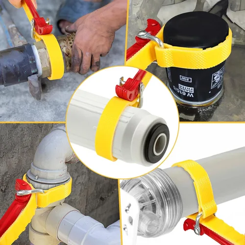 Vista 4 de Llave de correa de cinturón de 10 pulgadas, llave de correa ajustable multifuncional con mango de acero para reemplazar el filtro de agua, juntas